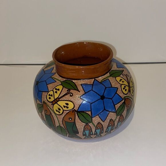 Beautiful Folk Art Fish Family Talavera Pot 5.5”X6 made in Mexico‎ - Picture 3 of 6